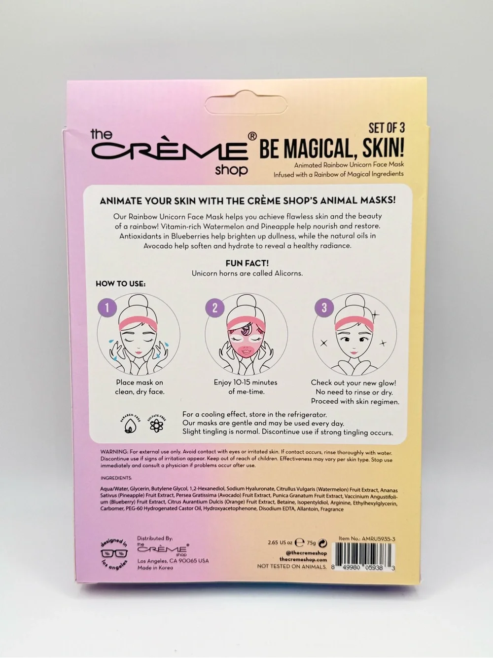 The Crème Shop Winnie the Pooh Cleansing Wipes + Unicorn Face Masks Set